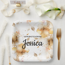 Elegant Rustic Floral Baby Shower ペーパープレート