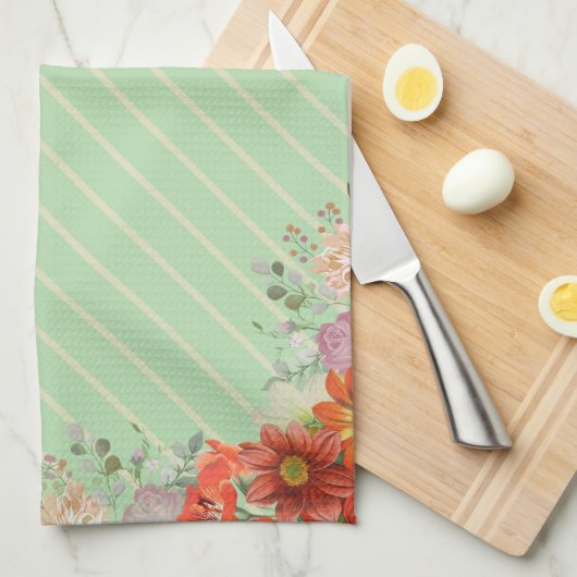 Elegant rustic floral kitchen キッチンタオル (四つ折り)