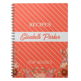 Elegant rustic floral kitchen cookbook recipes ノートブック