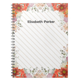 Elegant rustic floral kitchen cookbook recipes ノートブック