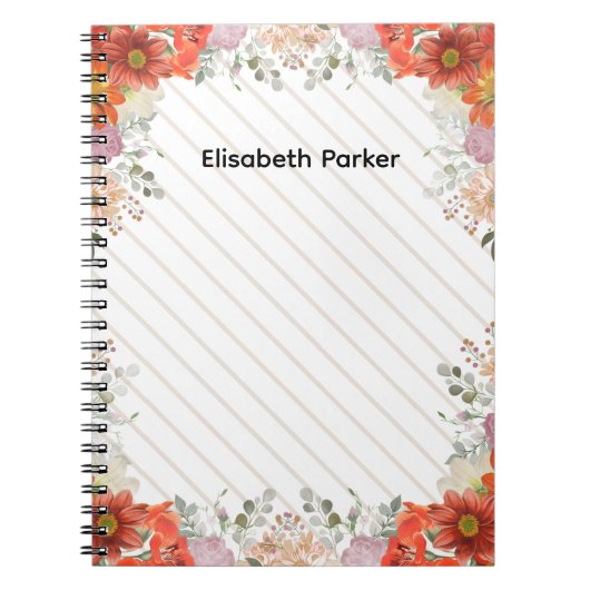 Elegant rustic floral kitchen cookbook recipes ノートブック (正面)