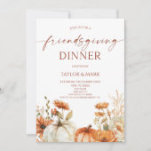 Elegant Rustic Floral Pumpkin Friendsgiving Dinner 招待状 (正面)