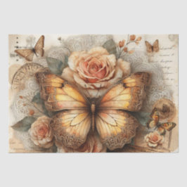 Elegant Rustic Floral & Script Vintage  Decoupage 薄葉紙