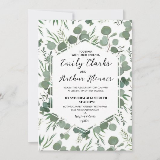 Elegant Rustic Forest Boho Wedding Invitation 招待状 (正面)