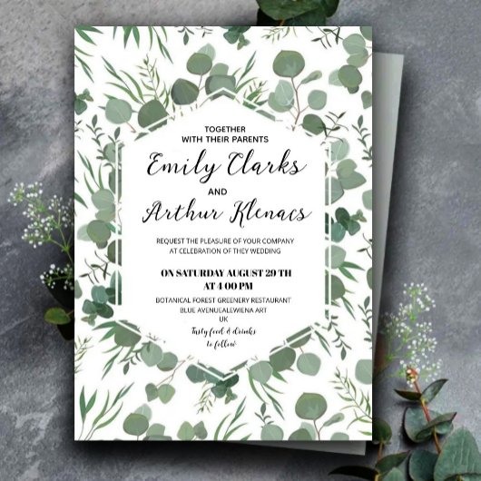Elegant Rustic Forest Boho Wedding Invitation  招待状