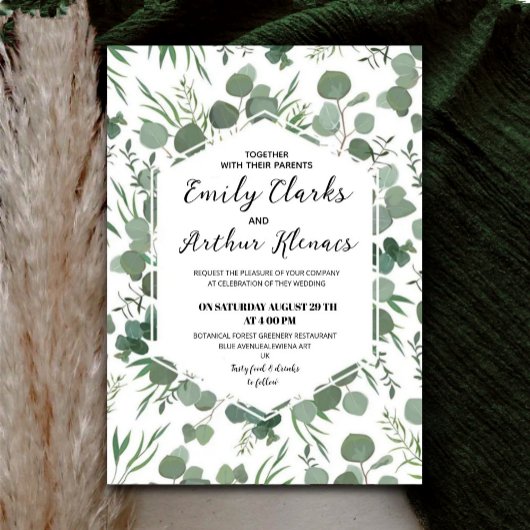 Elegant Rustic Forest Boho Wedding Invitation  招待状