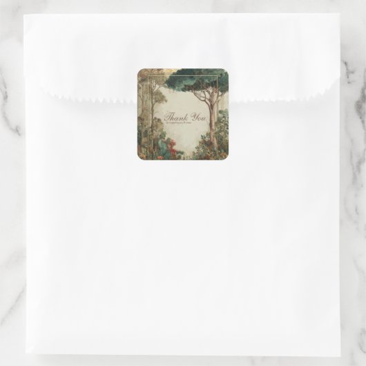 Elegant Rustic Forest Tree Gold Frame Botanical スクエアシール (バッグ)