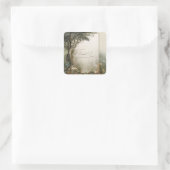 Elegant Rustic Forest Tree Gold Glitter Frame スクエアシール (バッグ)