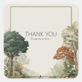 Elegant Rustic Forest Tree Vintage Gold Frame スクエアシール