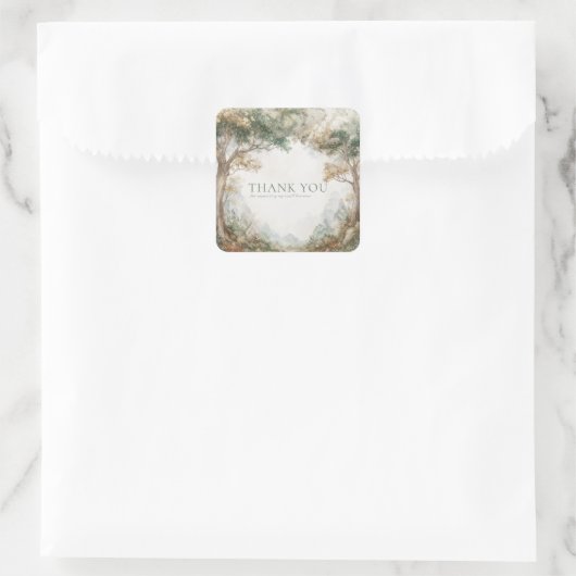 Elegant Rustic Forest Trees Misty Clearing スクエアシール (バッグ)