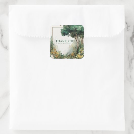 Elegant Rustic Forest Wildflower Gold Frame スクエアシール (バッグ)