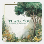 Elegant Rustic Forest Wildflower Gold Frame スクエアシール (正面)