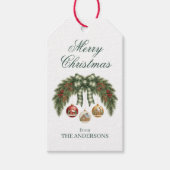 Elegant Rustic Greenery Merry Christmas  ギフトタグ (正面)