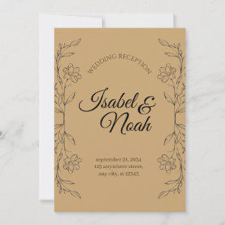 Elegant Rustic Kraft Floral Wedding Invitation 招待状