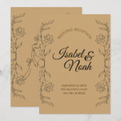 Elegant Rustic Kraft Floral Wedding Invitation 招待状 (正面/裏面)