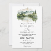 Elegant Rustic Mountain Budget QR Code Wedding 招待状 (正面)