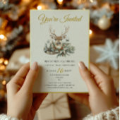 Elegant Rustic Noël Christmas Invitation Foil card 箔招待状