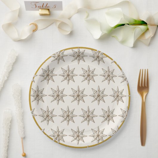 Elegant Rustic Noel Christmas Paper Plates ペーパープレート (ウェディング)
