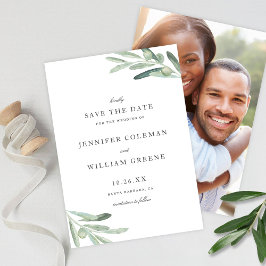 Elegant Rustic Olive Watercolor Wedding  セーブザデート