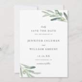 Elegant Rustic Olive Watercolor Wedding セーブザデート (正面)