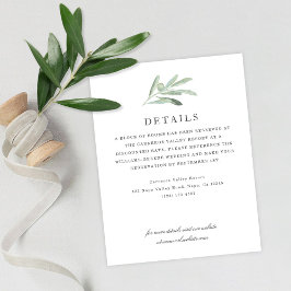 Elegant Rustic Olive Watercolor Wedding Details エンクロージャーカード