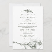 Elegant Rustic Pine Branch QR Code Wedding 招待状 (正面)