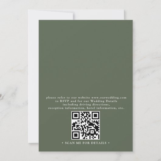 Elegant Rustic Pine Branch QR Code Wedding 招待状 (裏面)