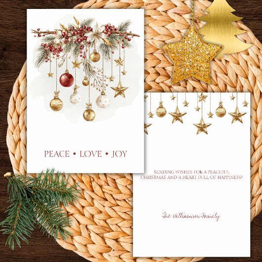 Elegant Rustic Pine Branch with Ornaments 招待状