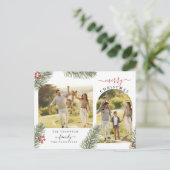 Elegant Rustic Pine Christmas Arch Frame 2 Photo C シーズンポストカード (スタンド正面)