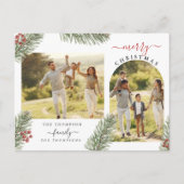 Elegant Rustic Pine Christmas Arch Frame 2 Photo C シーズンポストカード (正面)