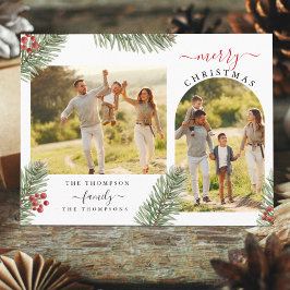 Elegant Rustic Pine Christmas Arch Frame 2 Photo C シーズンポストカード