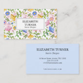 Elegant Rustic Pink Yellow Blue Floral Pattern 名刺 (正面/裏面)