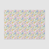 Elegant Rustic Pink Yellow Blue Floral Pattern 薄葉紙 (正面)
