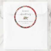 Elegant Rustic Red Checkered Plaid Christmas ラウンドシール (バッグ)