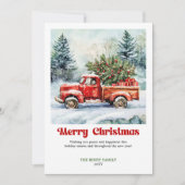 Elegant Rustic Red Truck Holiday Scene Greeting  シーズンカード (正面)