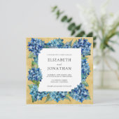 Elegant Rustic Sand Navy Blue Hydrangeas Wedding 招待状 (スタンド正面)