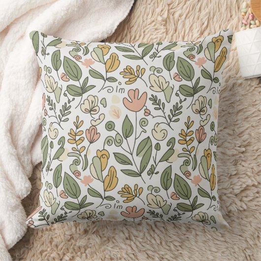 Elegant rustic spring foliage red throw pillow クッション (ブランケット)