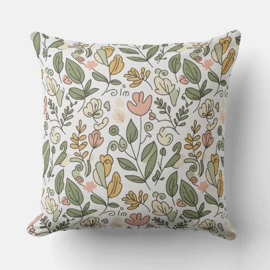 Elegant rustic spring foliage red throw pillow クッション (正面)