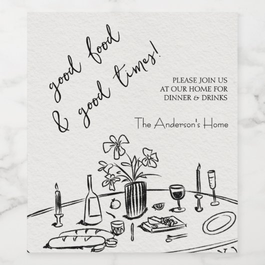 Elegant Rustic Thanksgiving Dinner ワインラベル (シングルラベル)