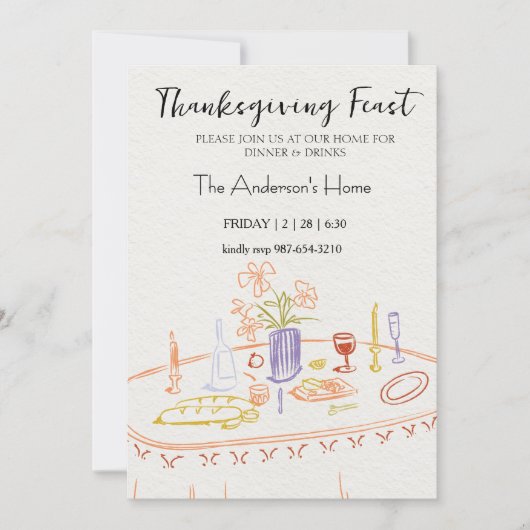 Elegant Rustic Thanksgiving Dinner 招待状 (正面)