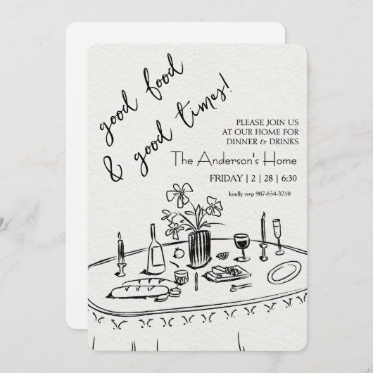 Elegant Rustic Thanksgiving Dinner 招待状 (正面/裏面)
