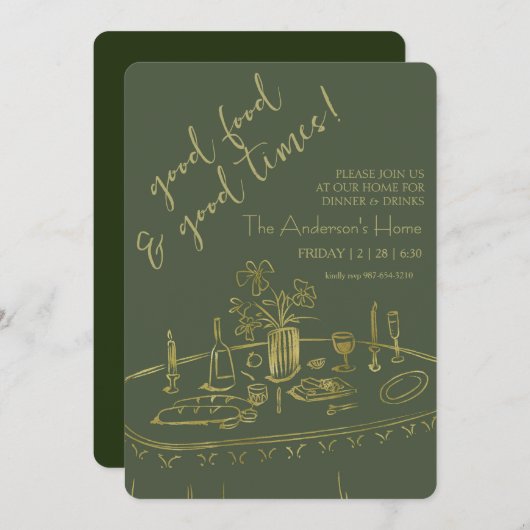 Elegant Rustic Thanksgiving Dinner 招待状 (正面/裏面)