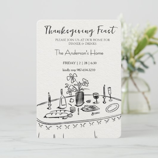 Elegant Rustic Thanksgiving Dinner 招待状 (スタンド正面)