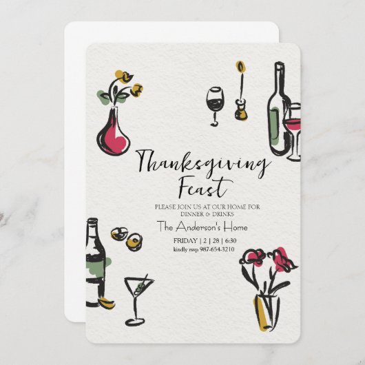 Elegant Rustic Thanksgiving Dinner 招待状 (正面/裏面)