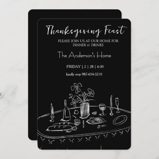 Elegant Rustic Thanksgiving Dinner 招待状 (正面/裏面)