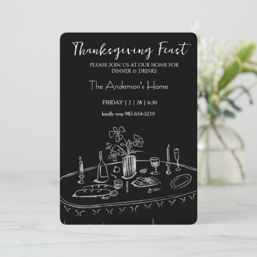 Elegant Rustic Thanksgiving Dinner 招待状 (スタンド正面)