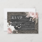 Elegant Rustic Vintage Blush Floral Wedding 出欠カード (正面)