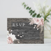 Elegant Rustic Vintage Blush Floral Wedding 出欠カード (スタンド正面)
