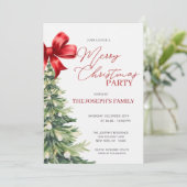 Elegant Rustic Watercolor Christmas Tree Party 招待状 (スタンド正面)