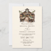 Elegant Rustic Watercolor Country QR Code Wedding  招待状 (正面)